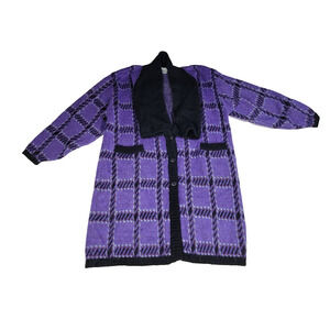 Vintage Cervelle Cardigan Sweater Coat Womens Large Purple Wool Fall Grandma